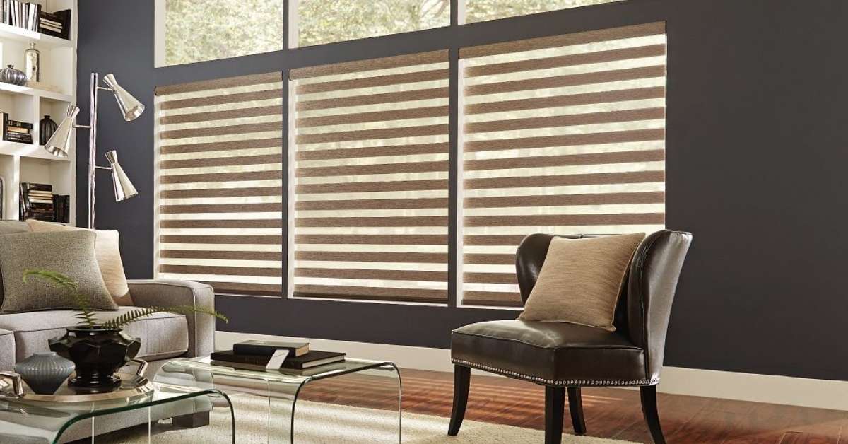 Graber layered shades with motorized lift in the living room