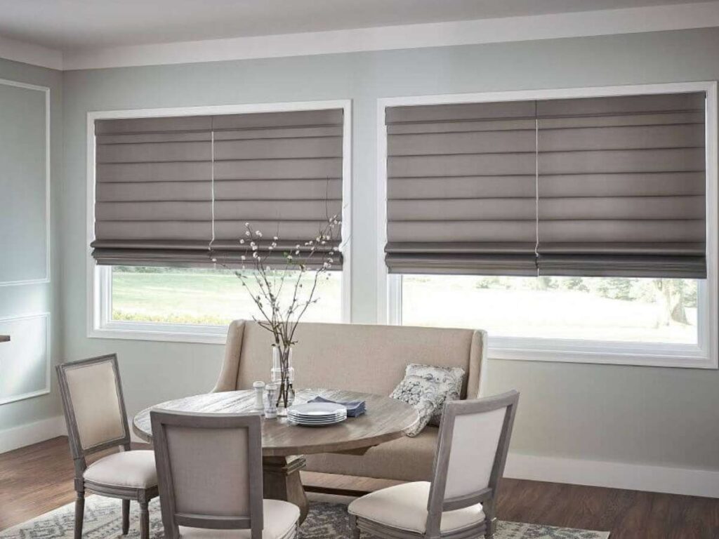 Roman Shades for Living Room Windows: A Comprehensive Guide 2 Graber Roman Shades in a dining room