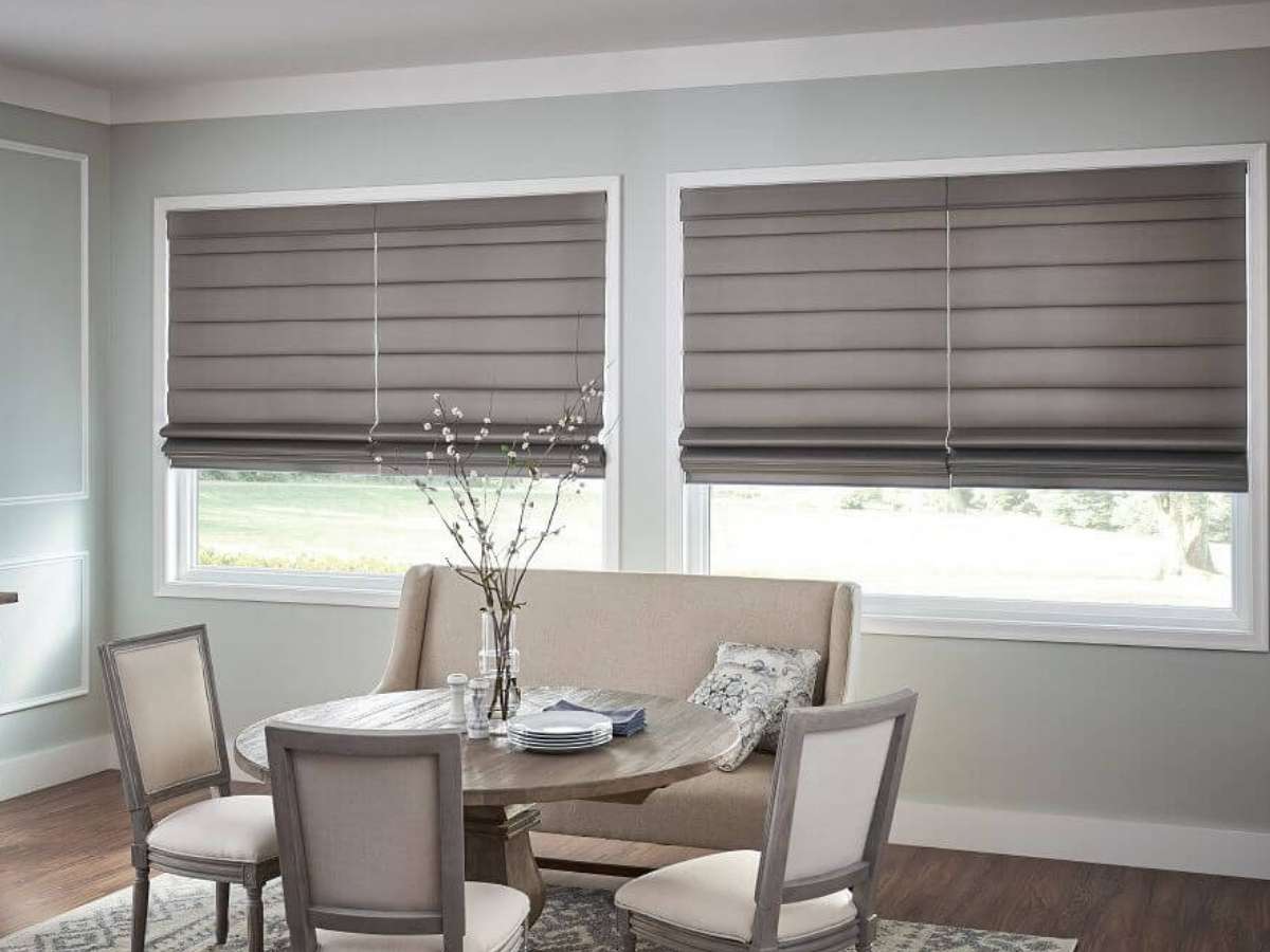Graber Roman Shades in a dining room