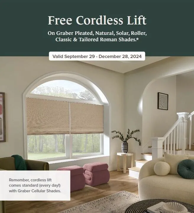 Graber offers Free Cordless Lift on selected Graber Shades.