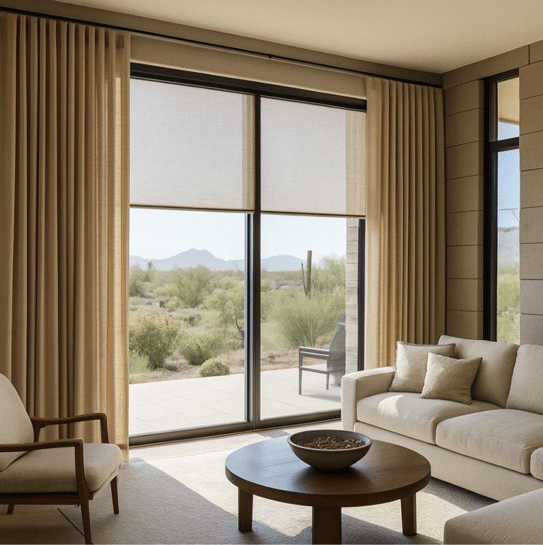 Curtains bring softness to structured spaces and complement Scottsdale’s modern desert architecture.